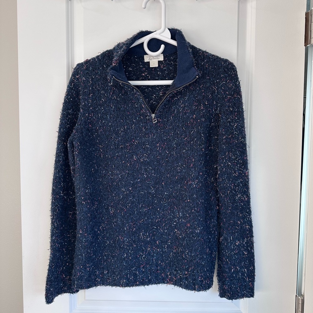 Christopher & Banks Speckled Confetti Knit Quarter Zip Pullover Sweater Size SM